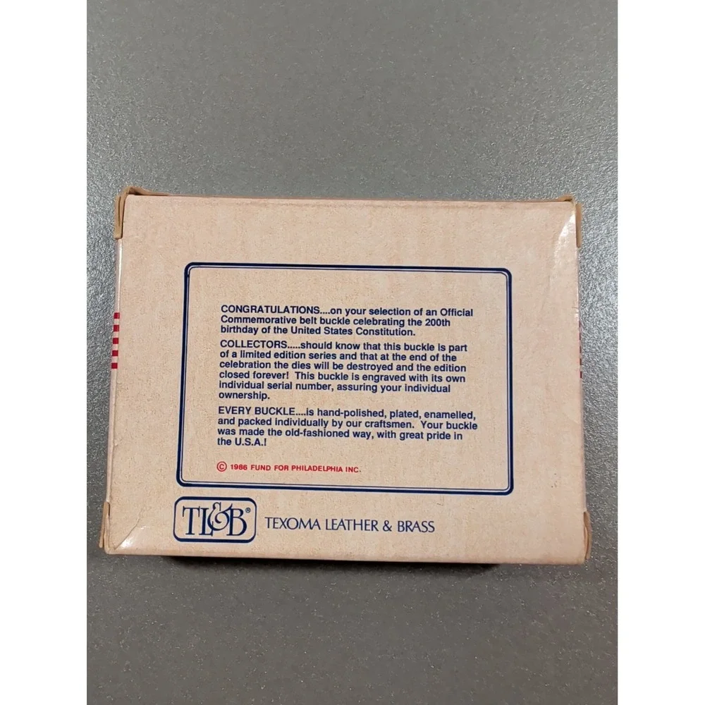 1987 US Constitution‎ Bicentennial Belt Buckle Texoma Leather Brass Limited 3470